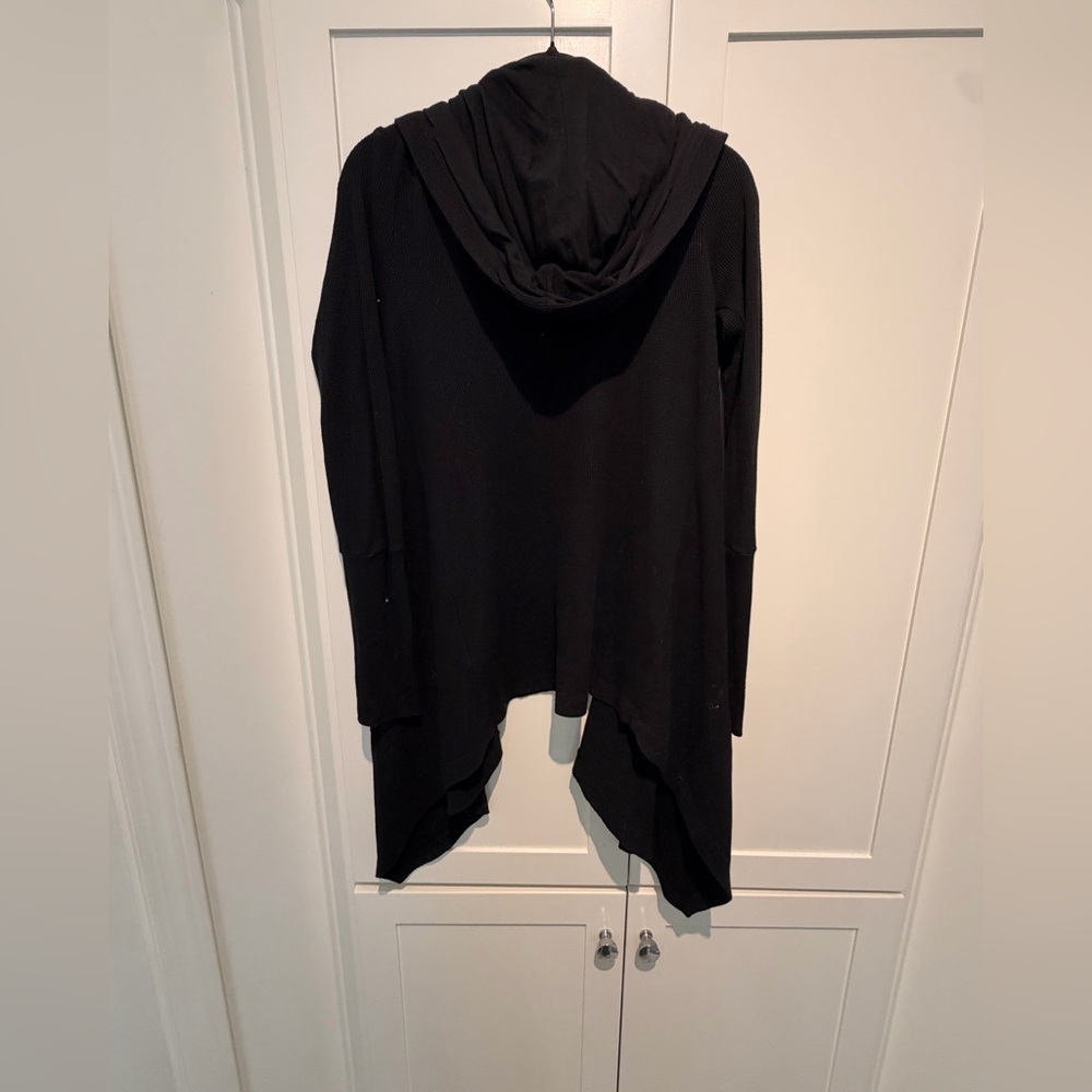 Splendid Hooded Drapes Thermal Black Women's Cardigan - Picture 5 of 7